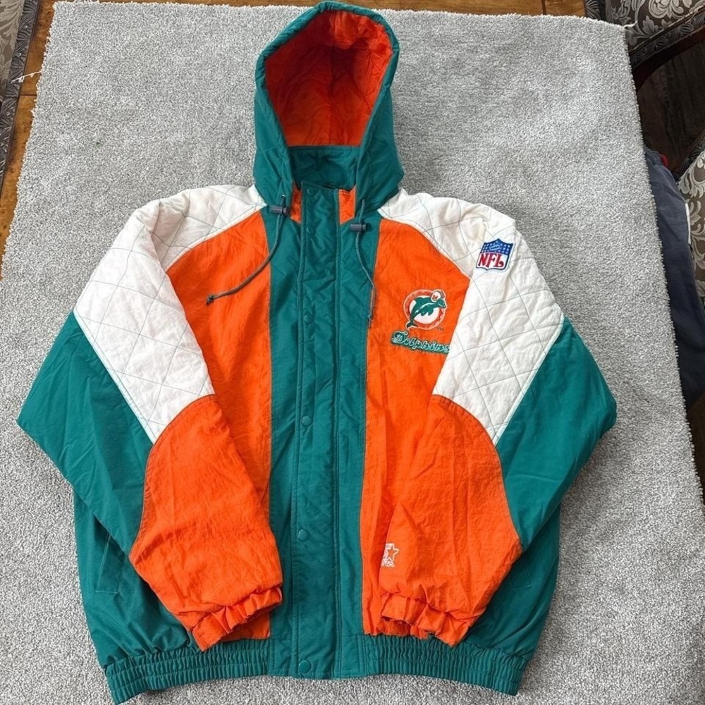 Vintage 90s Miami Dolphins Starter Puffer Jacket XL NFL
